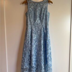 Adrianna Papell Light Blue Floral Midi Dress